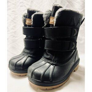 Cat & Jack Toddler Winter Snow Boots Black Faux Fur Lined Duck Boot Size 6